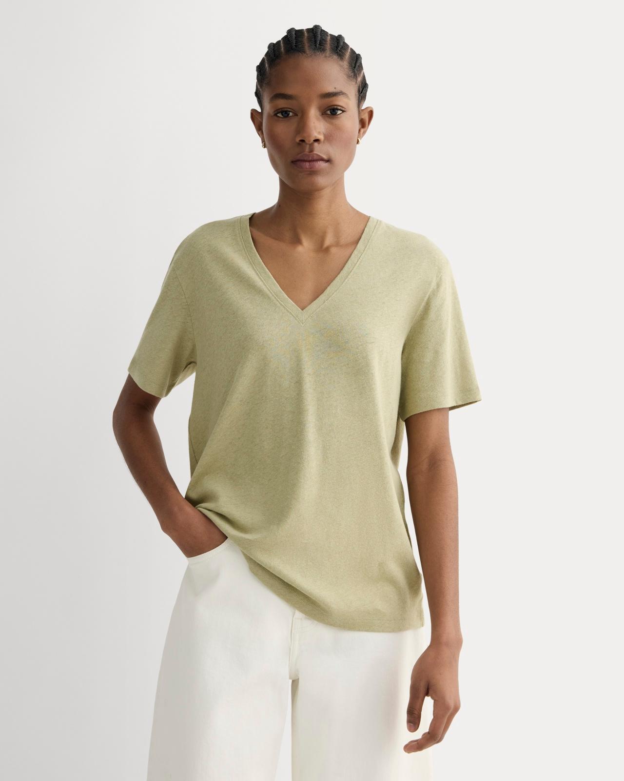 Womens Slouchy V-Neck T-Shirt in Cotton Linen by Everlane Product Image
