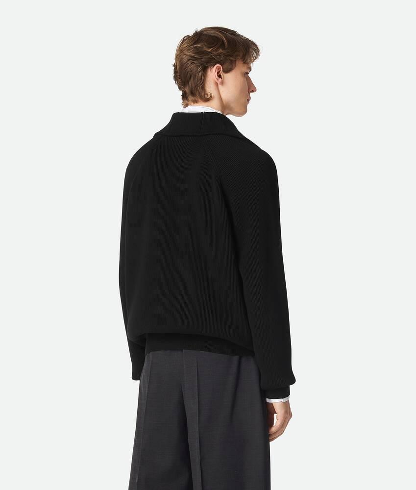 Men's Cotton English Rib Cardigan in Black Product Image