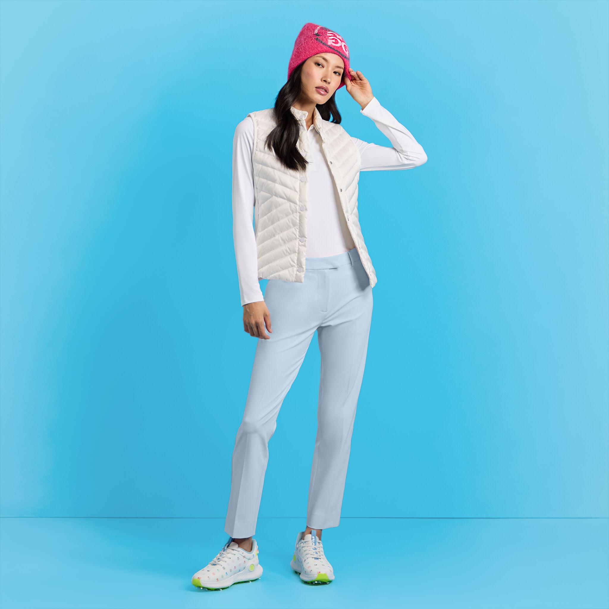 CONTRAST COLLAR SILKY TECH NYLON LONG SLEEVE POLO Product Image