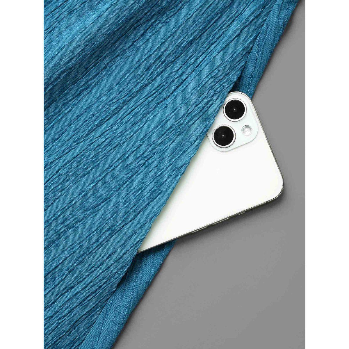 Plus Size Neck Cut-Out Textured Midi Dress Aegean Women Resort Woven ribbon&lace trim Round Neck Half Sleeve Curvy BloomChic 14-16/1X Product Image