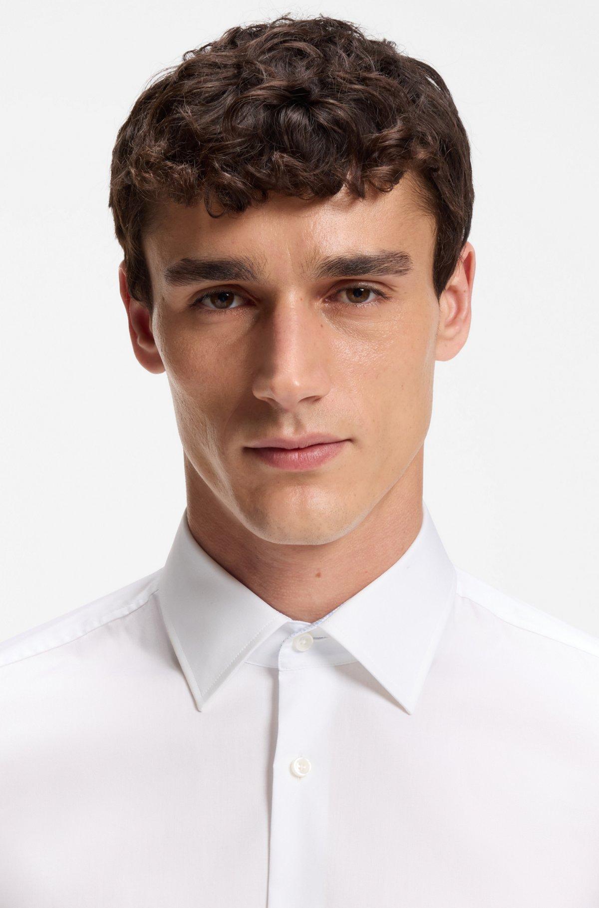 Easy-iron slim-fit shirt in cotton poplin Product Image