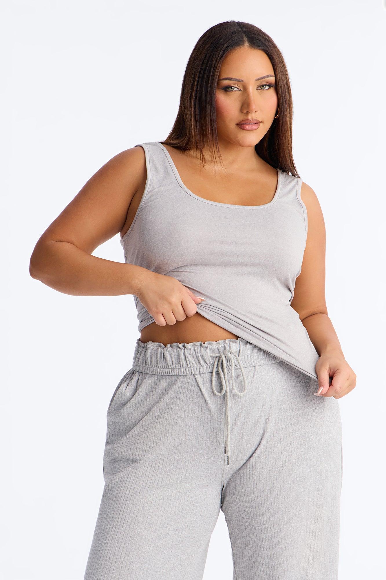 Always Comfy Ribbed Tank PJ Pant Set - Heather Grey Female Product Image