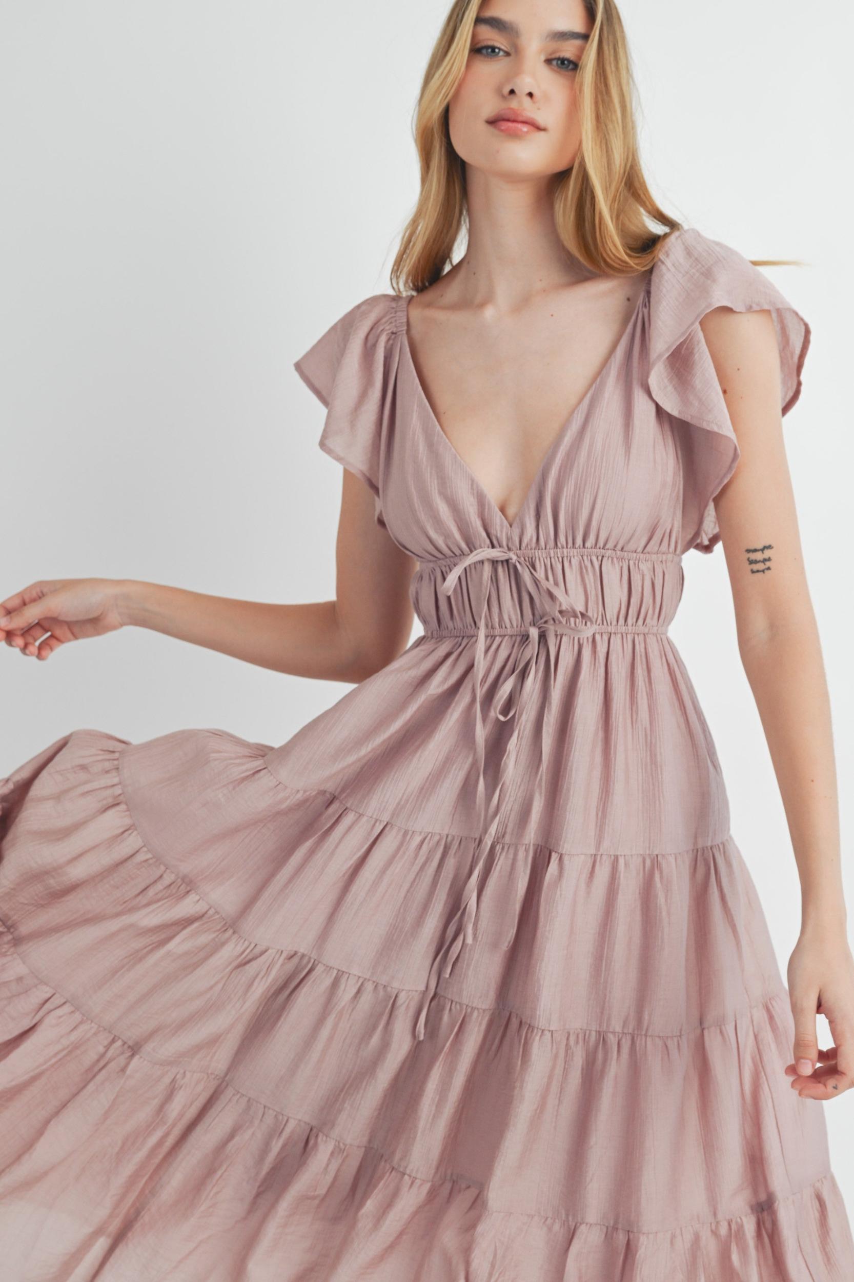 Ruffle Sleeve Summer Midi Dress Product Image