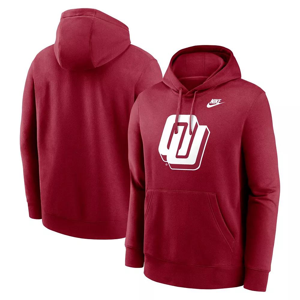 Men's Nike Crimson Oklahoma Sooners Primetime Alternate Logo Club Fleece Pullover Hoodie, Size: Medium, Red Product Image