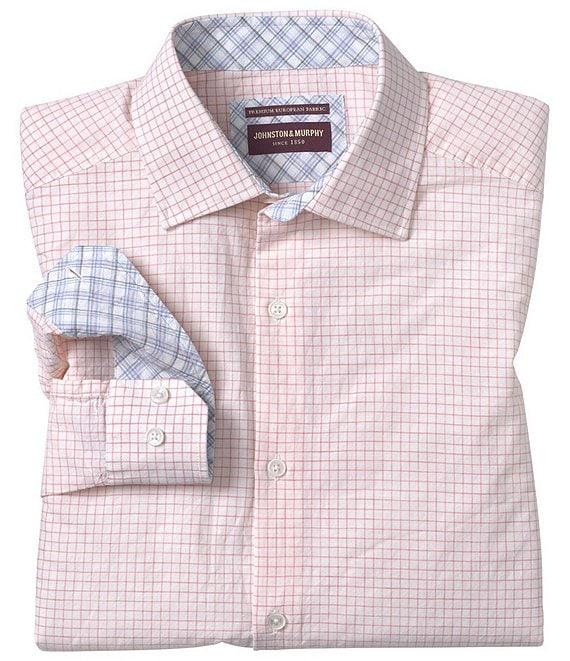 Johnston & Murphy Windowpane Linen Long Blend Sleeve Woven Shirt Product Image