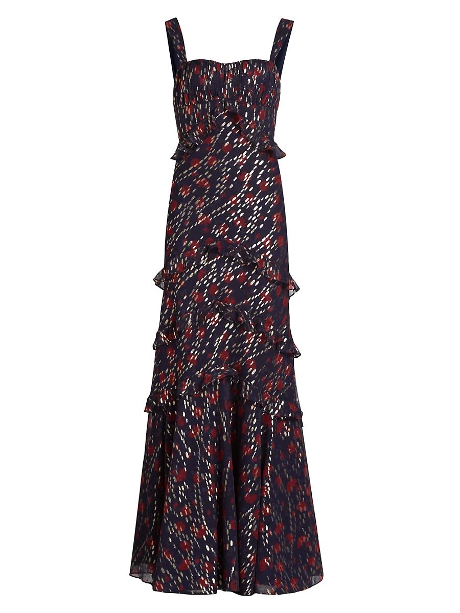 Womens Chandra Silk Metallic Jacquard Maxi Dress Product Image