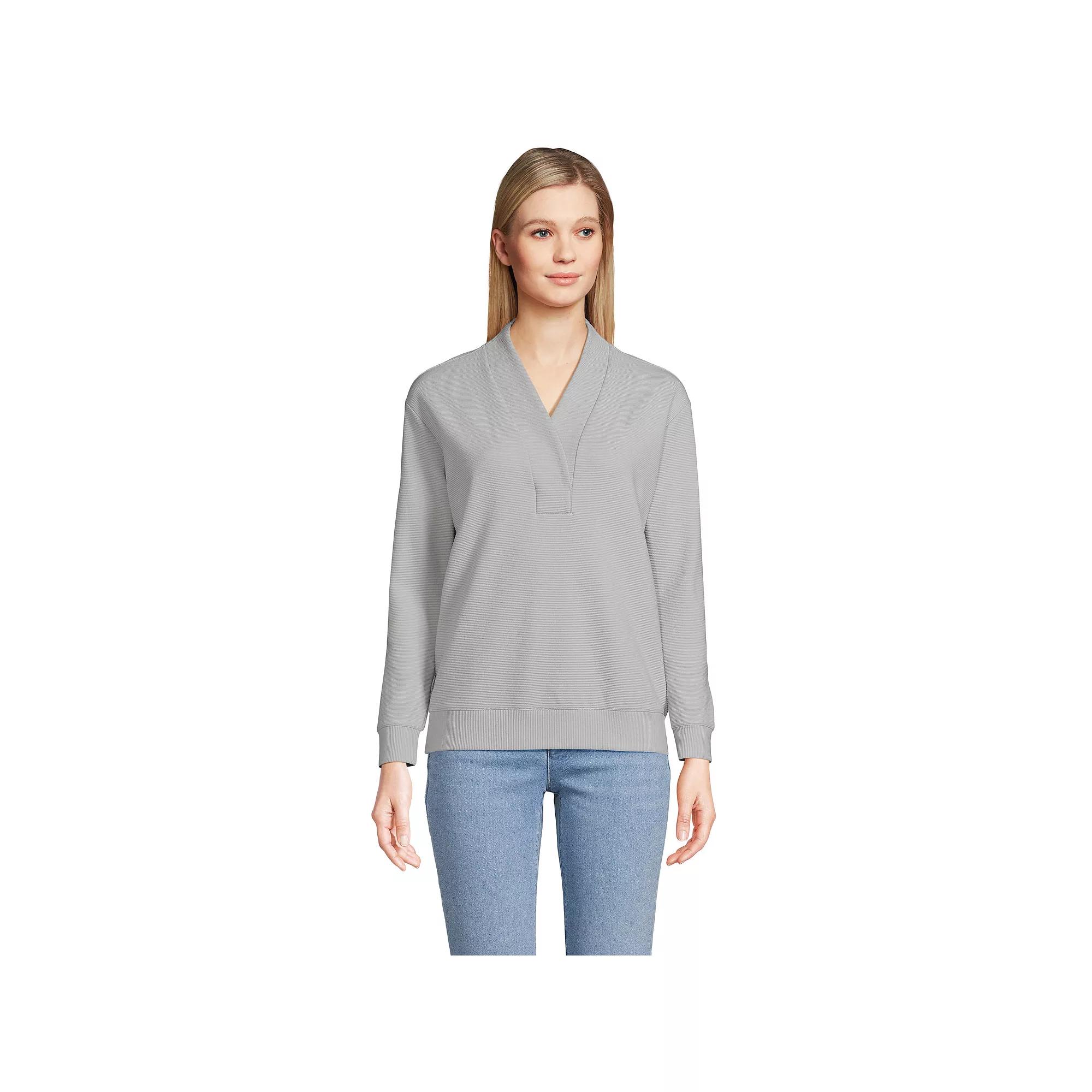 Women's Lands' End Ottoman Shawl Collar Pullover,  Product Image