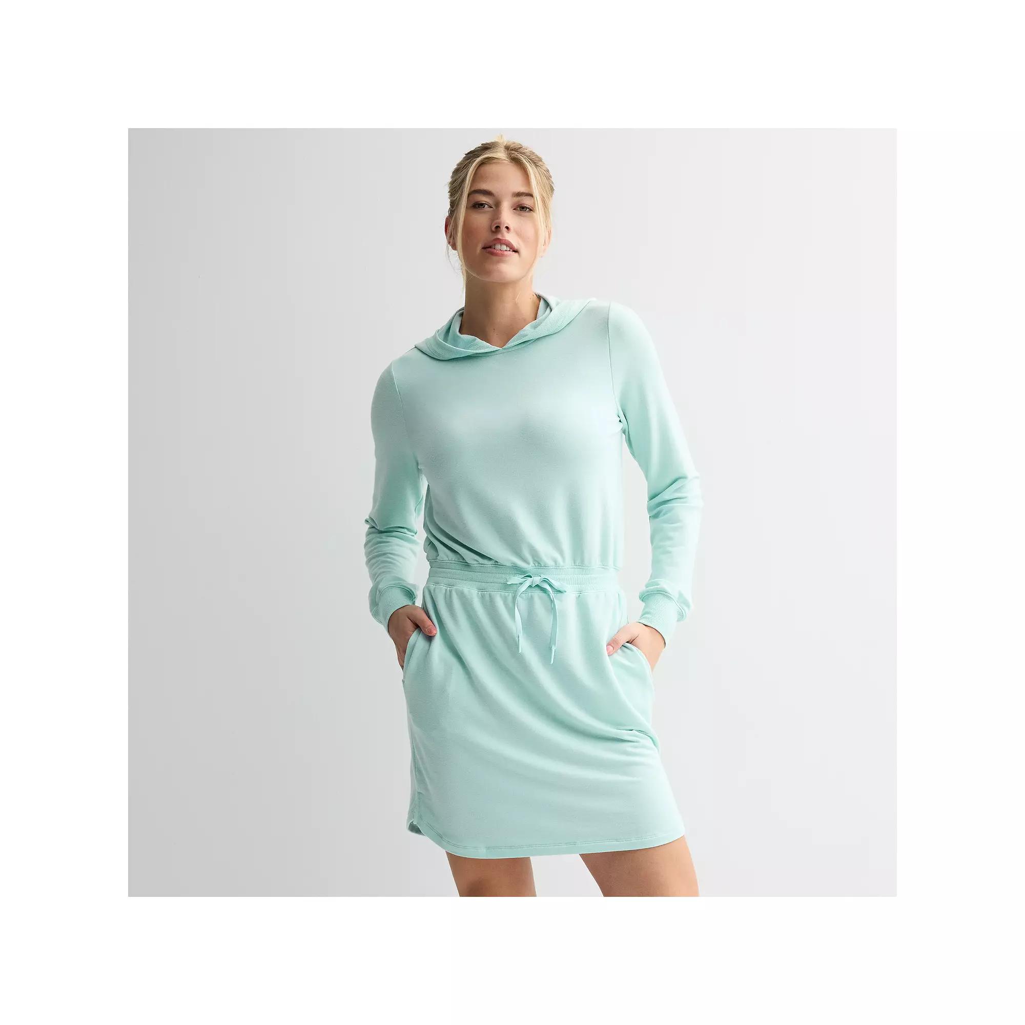 Women's Tek Gear® French Terry Hooded Dress, Size: Medium, Hail Blue Product Image