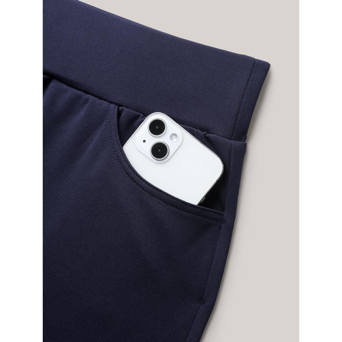 Plus Size Stretchy Waist Slit Tight-Fit Leggings Women Midnight Workwear Essentials Skinny Mid Rise Work Pants BloomChic 18-20/2X Product Image