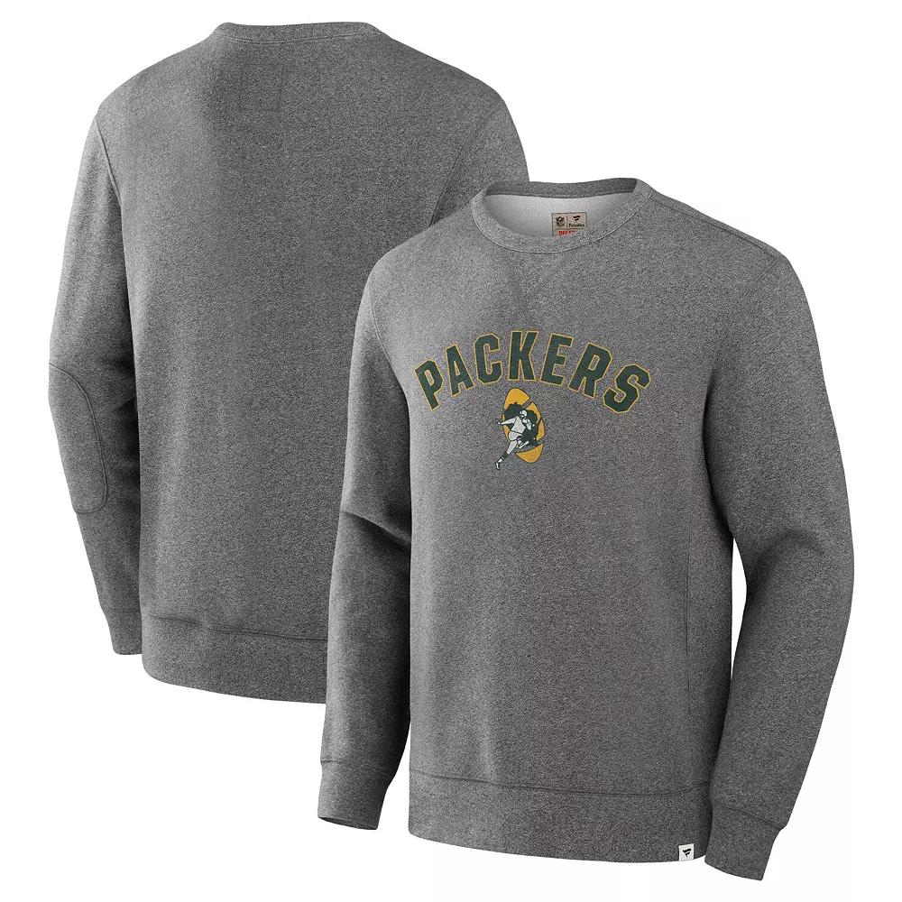 Men's Fanatics  Heather Gray Green Bay Packers Loop Terry Pullover Sweatshirt, Size: Medium, Grey Product Image