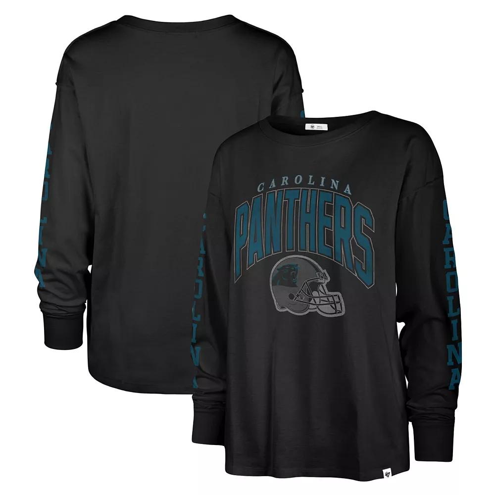 Women's '47 Black Carolina Panthers Tom Cat Lightweight Long Sleeve T-Shirt,  Product Image
