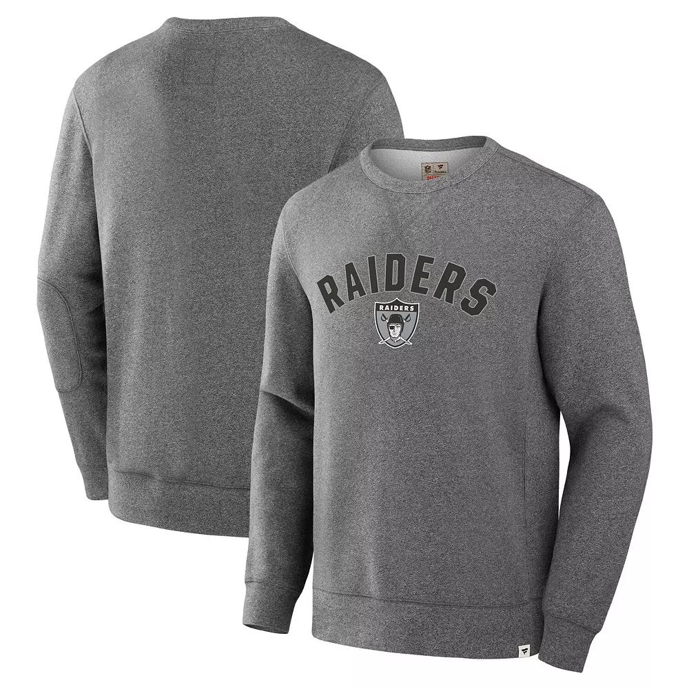 Men's Fanatics Heather Gray Las Vegas Raiders Loop Terry Pullover Sweatshirt,  Product Image