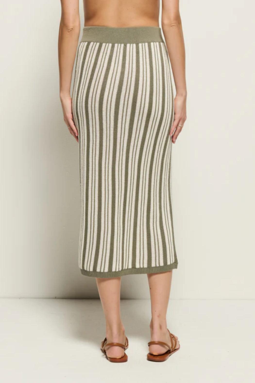 Mirella Midi Skirt- Green Herb Stripe Product Image