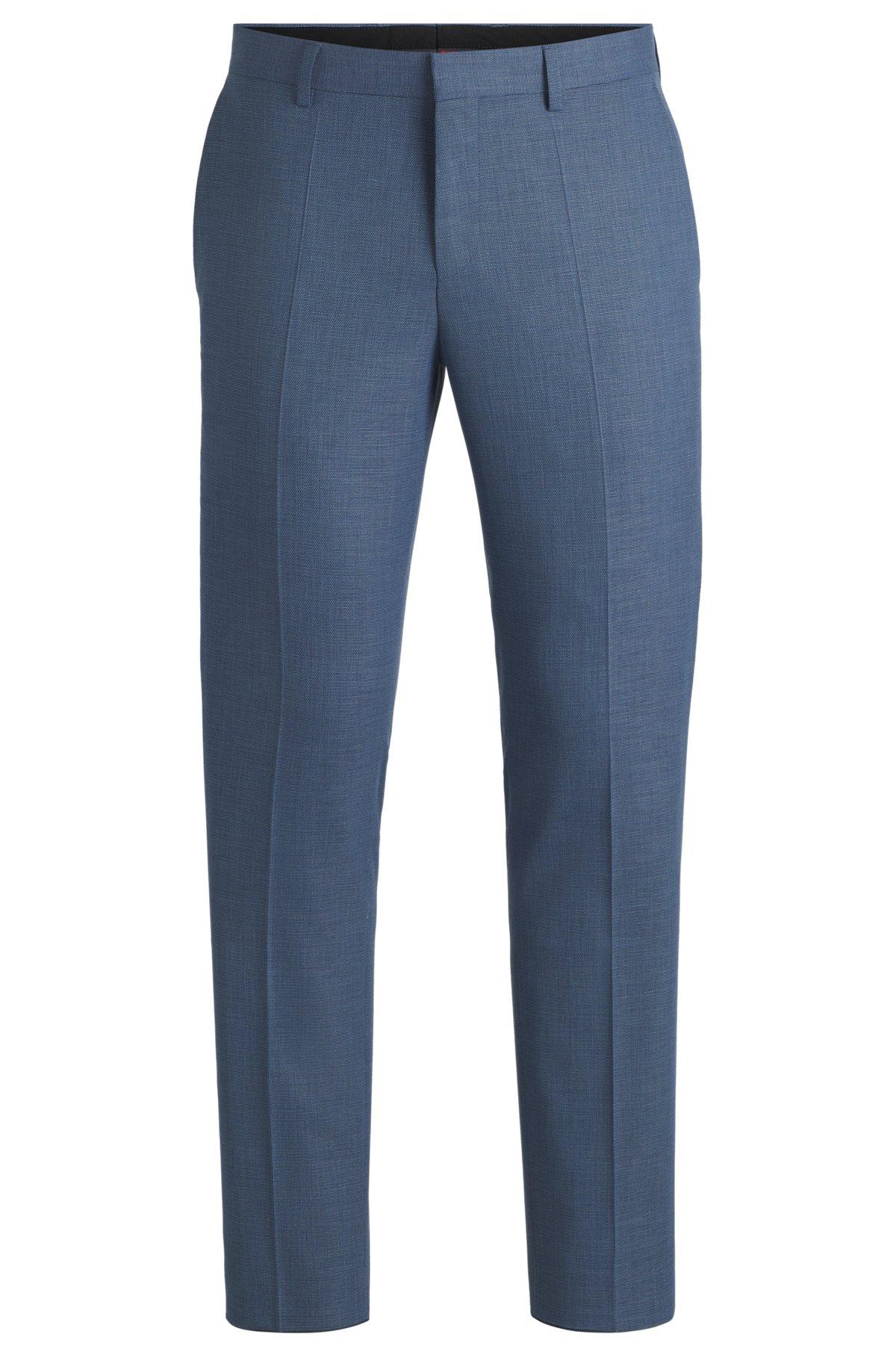 HUGO - Slim-fit trousers in mouliné performance-stretch cloth - Dark Blue Product Image