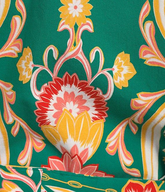 Jude Connally Mirabella Stretch Poplin Tapestry Floral Print Split V-Neck Flutter Maxi Sleeve Product Image