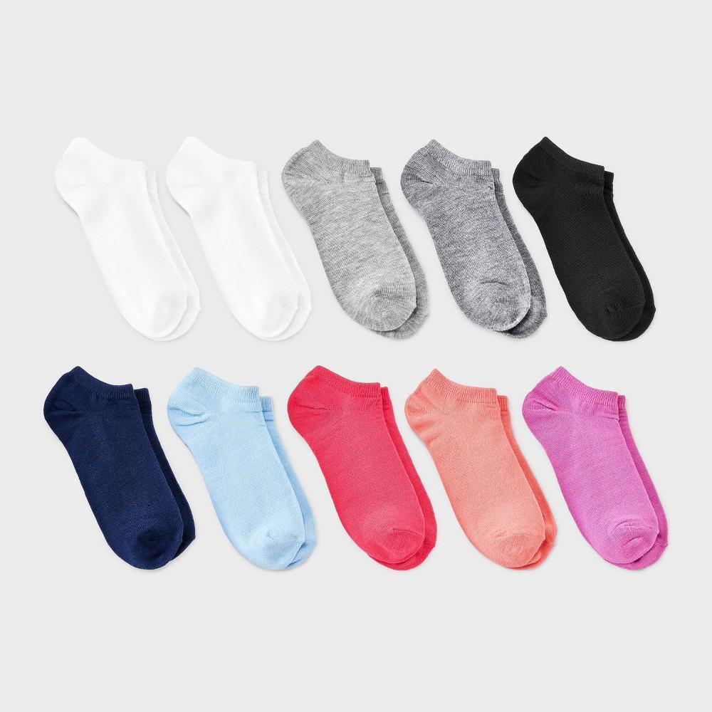 Women's 10pk Low Cut Socks - Dealworthy™ Assorted Color 4-10: Recycled Polyester, Spandex, Stripe Pattern, Machine Washable Product Image