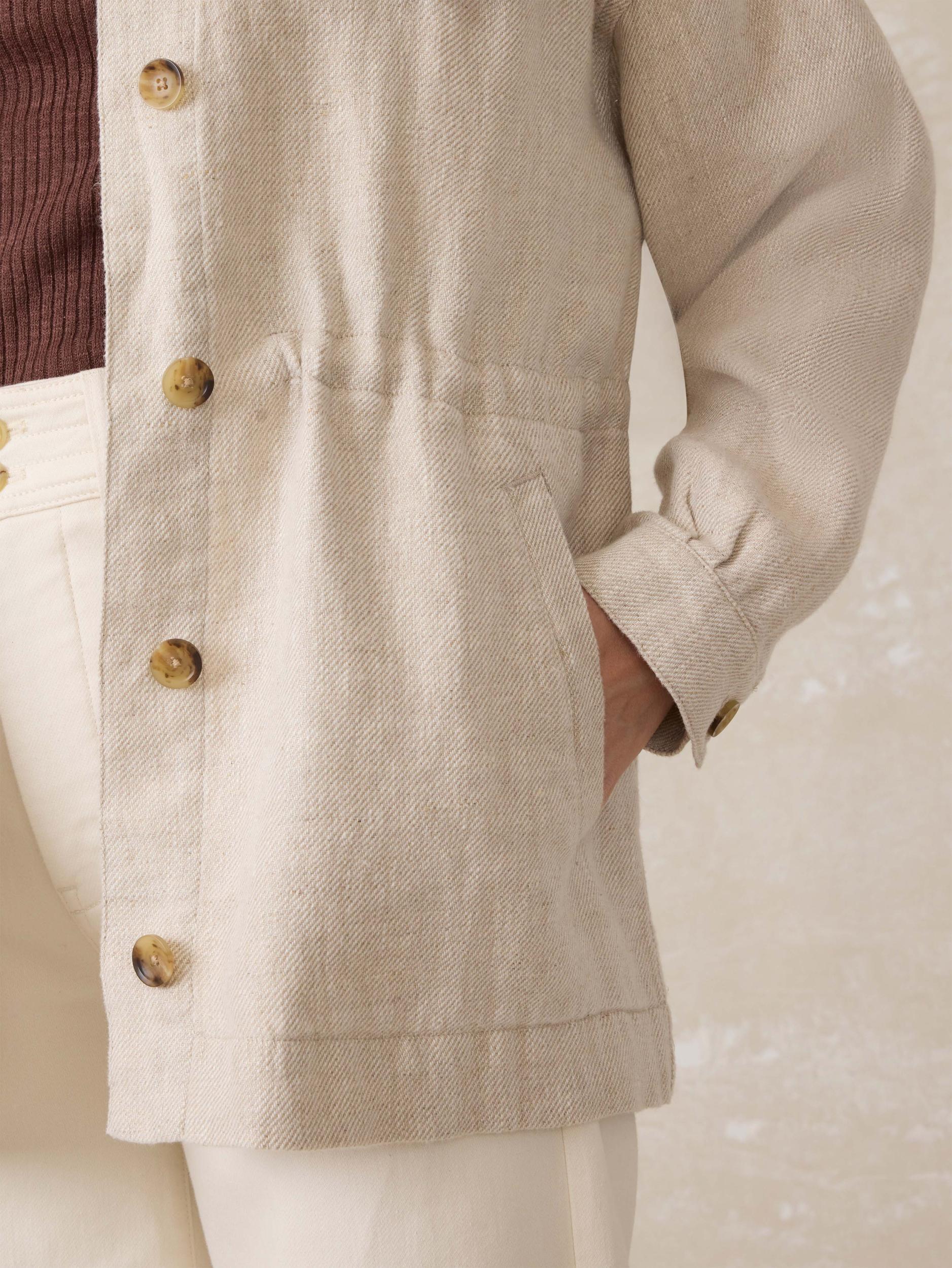 Twill Linen Utility Jacket - Flax Female Product Image
