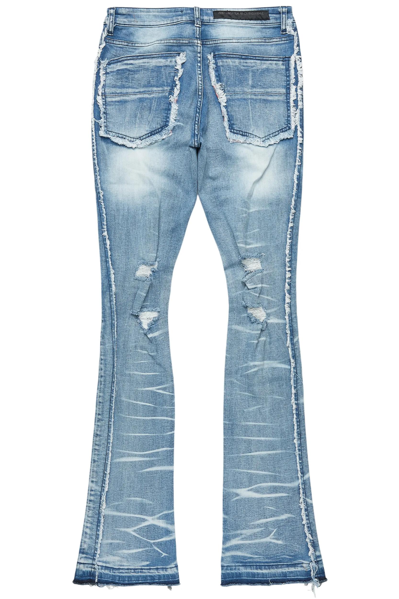 Rugged Blue Stacked Flare Jean Male Product Image