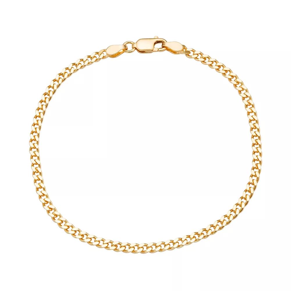 Jordan Blue Sterling Silver Curb Chain Bracelet, Women's, Size: 7.5", 14k Gold Product Image