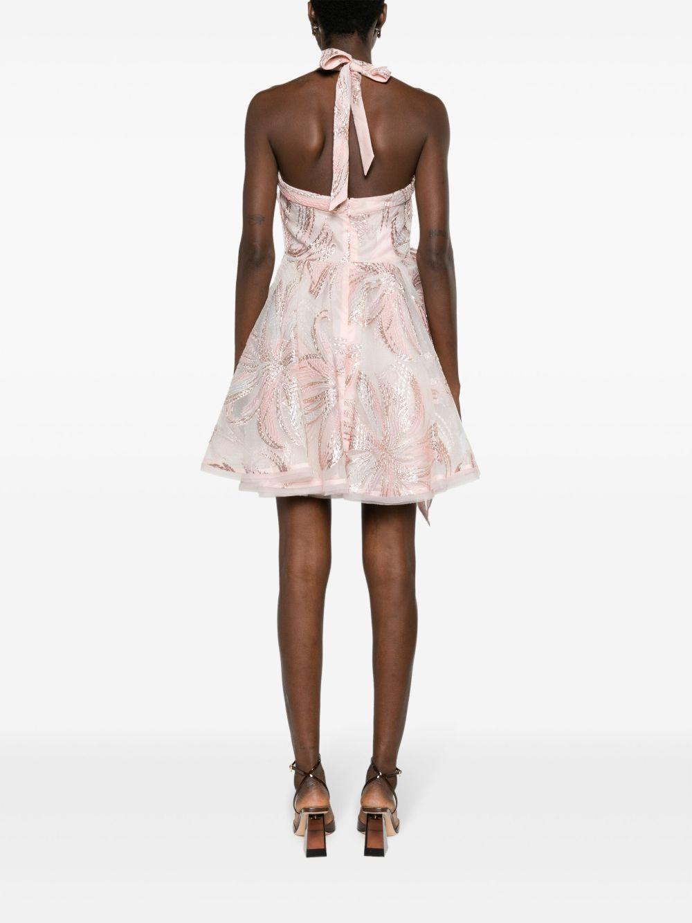 floral-appliqué belted minidress Product Image