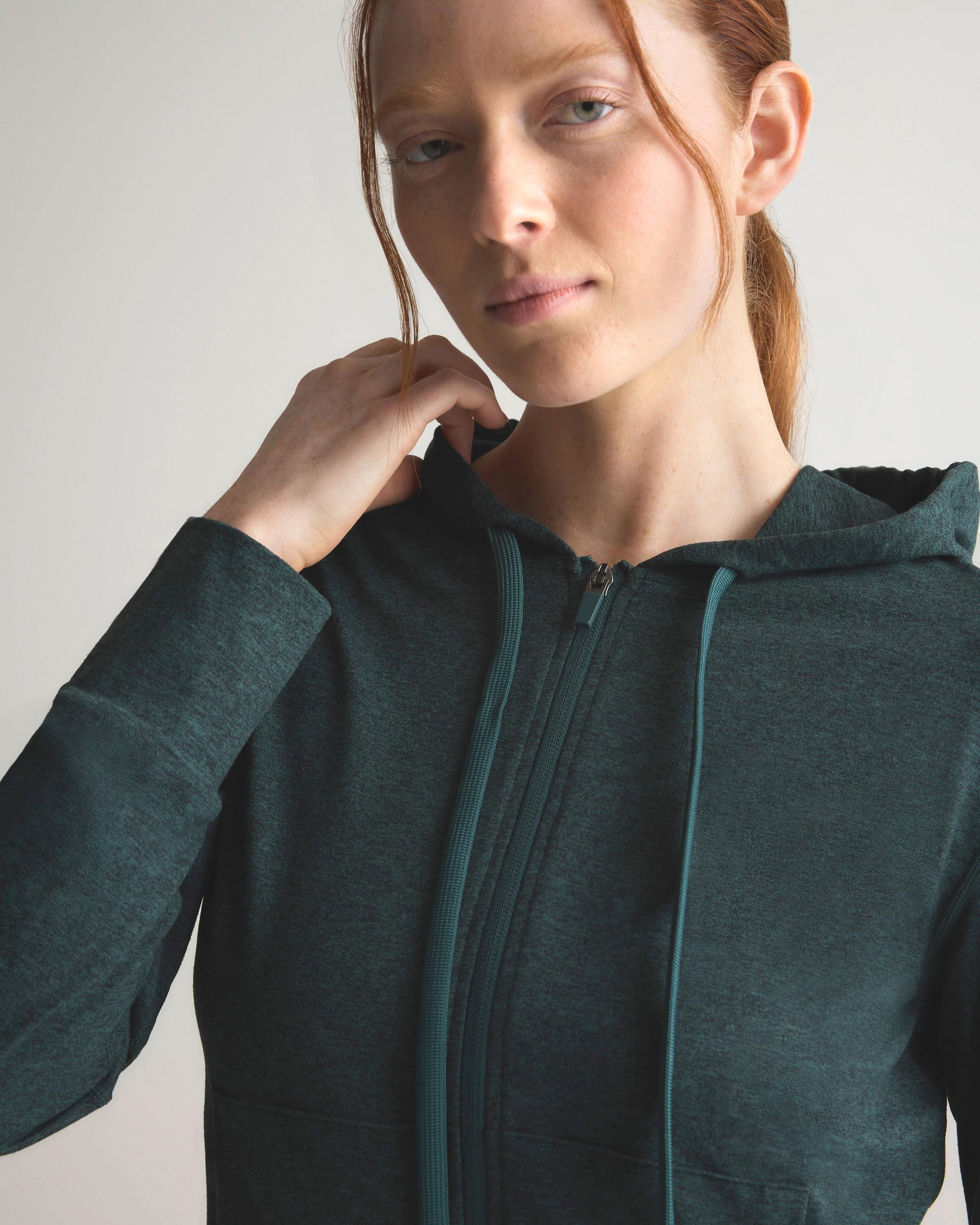 Quince | Women's Super Soft Performance Full Zip Hoodie Flowknit Activewear, Recycled Polyester Product Image