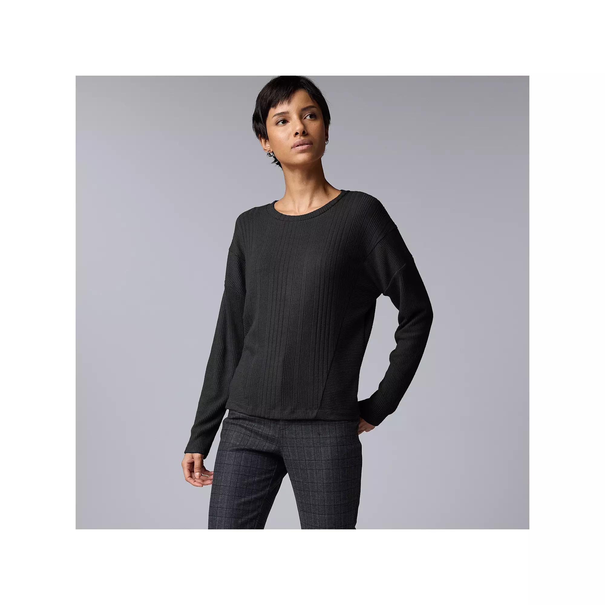 Women's Simply Vera Vera Wang Dolman Rib Knit Top, Size: XS, Black Product Image