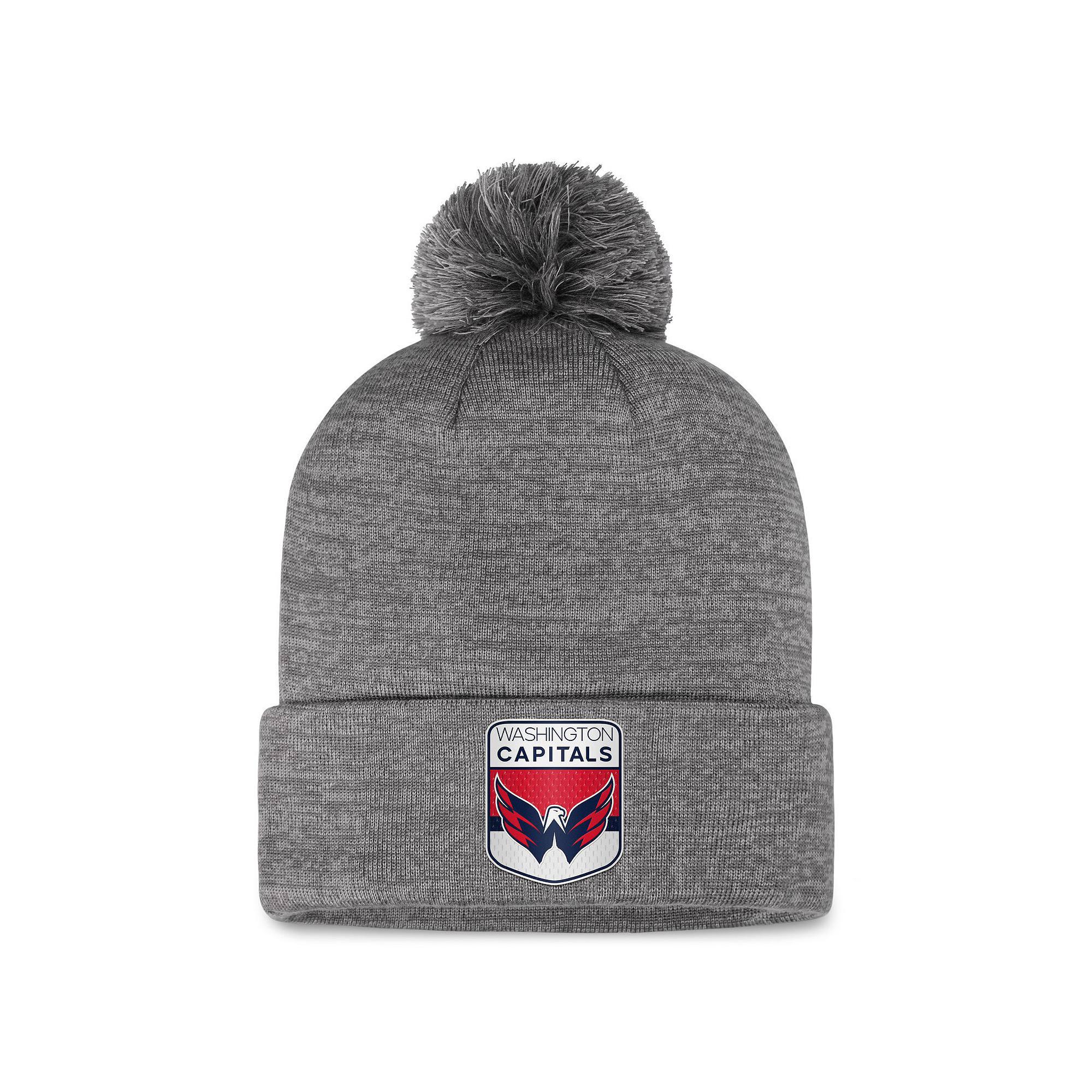 Men's Fanatics Branded Gray Washington Capitals Authentic Pro Home Ice Cuffed Knit Hat with Pom, Grey Product Image