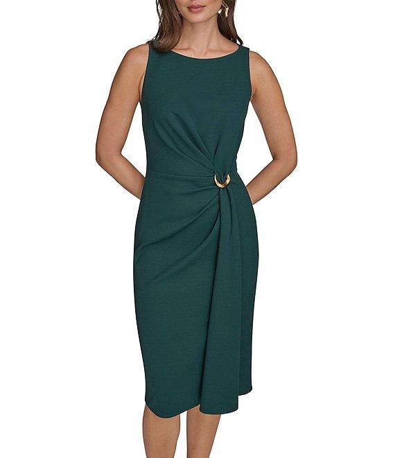 Donna Karan Scuba Crepe Wrap Midi Dress Product Image