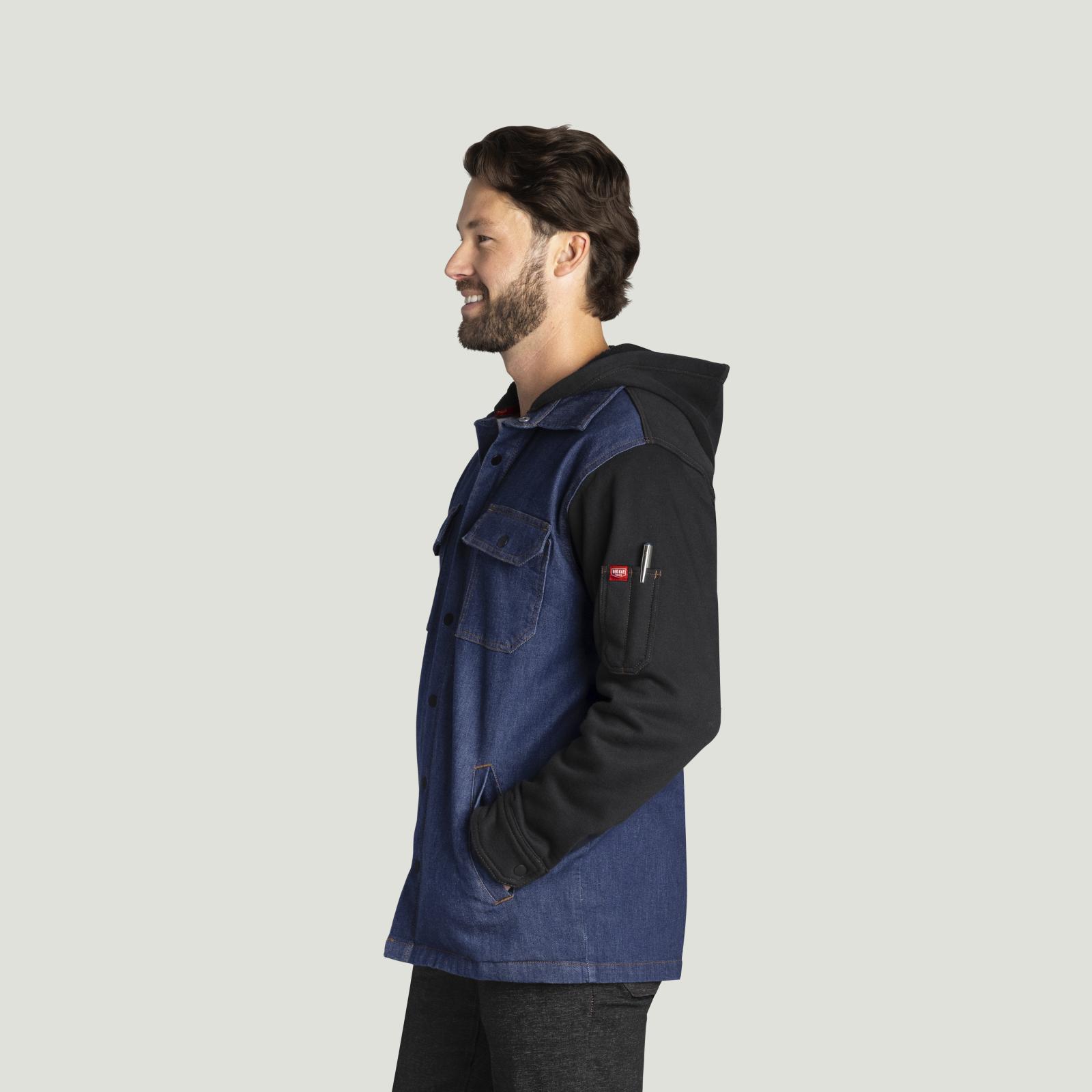Men’s Denim and Fleece Hooded Shirt Jacket Product Image