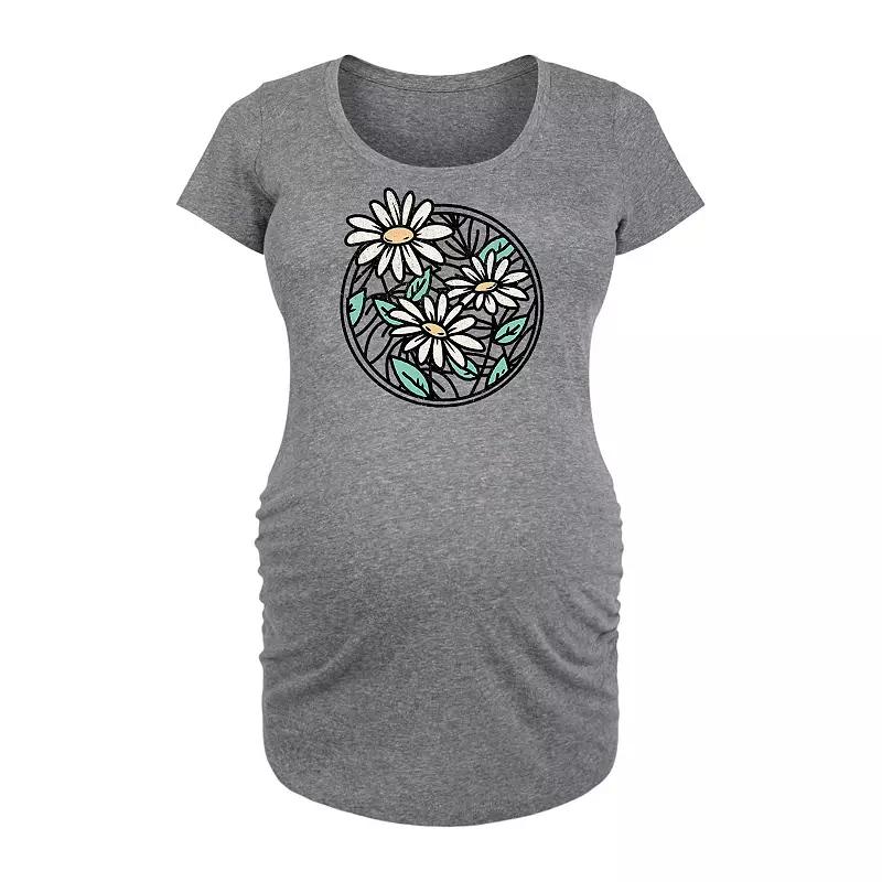 Maternity Wildflower Circle Graphic Tee, Womens Grey Gray Product Image