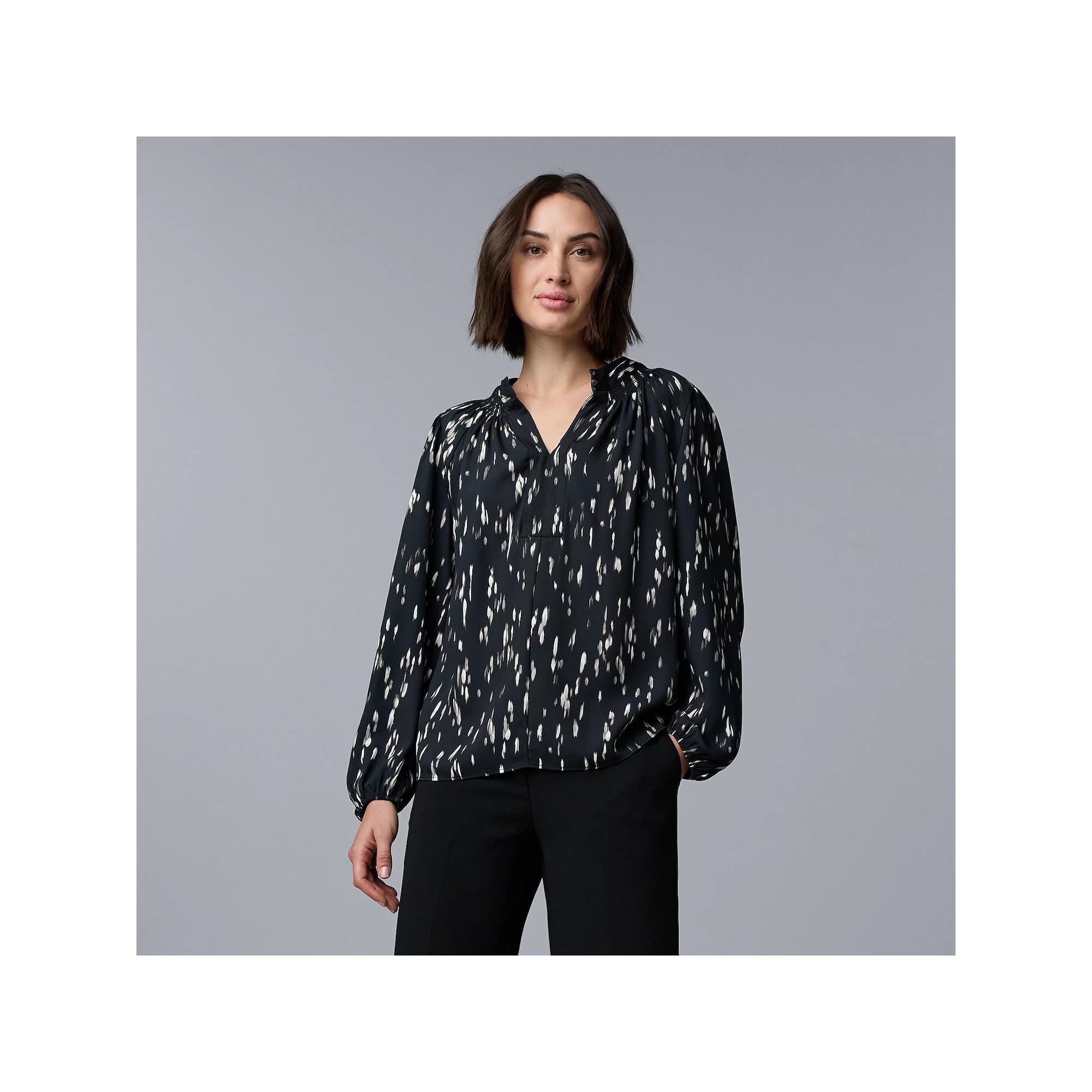 Women's Simply Vera Vera Wang Smocked Neck Blouse,  Product Image