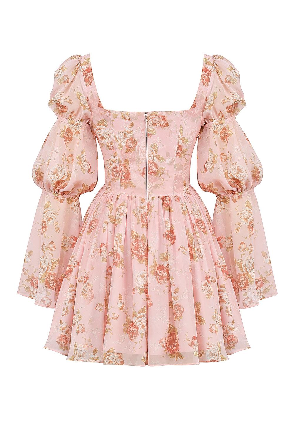 Sancia  english vintage rose print puff sleeve mini dress Product Image