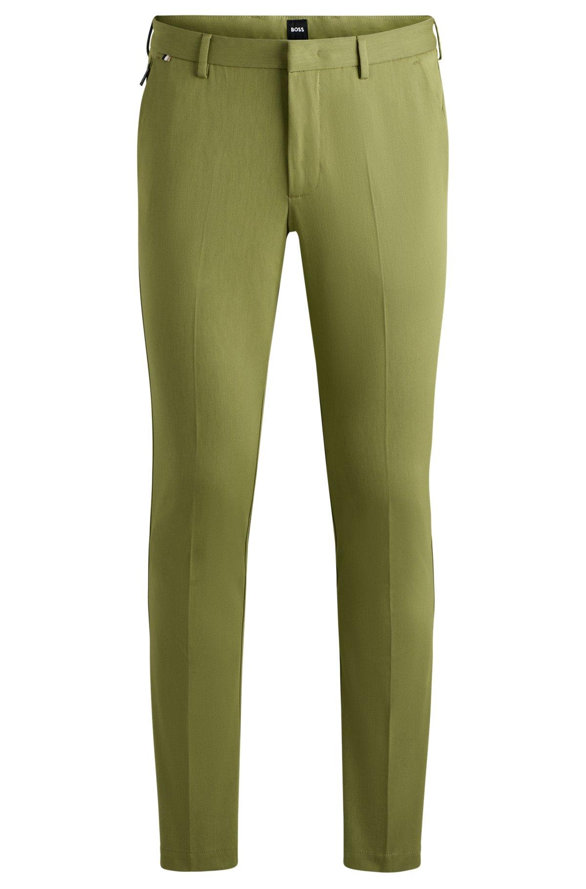 BOSS - Slim-fit trousers in stretch cotton - Green Product Image
