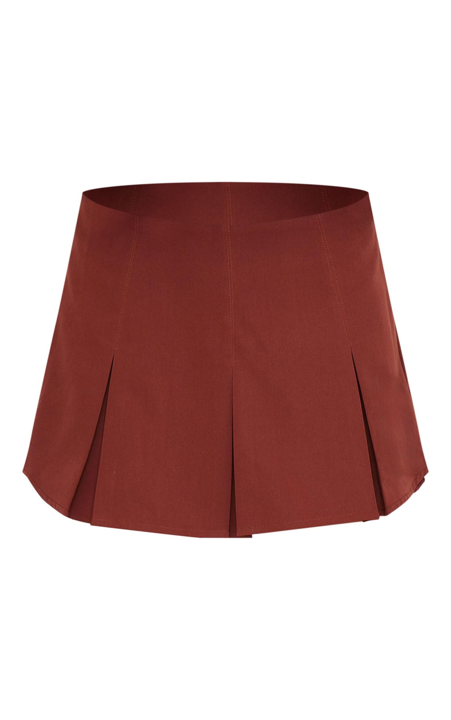 Chocolate Tailored Woven Box Pleat Skater Skort Product Image