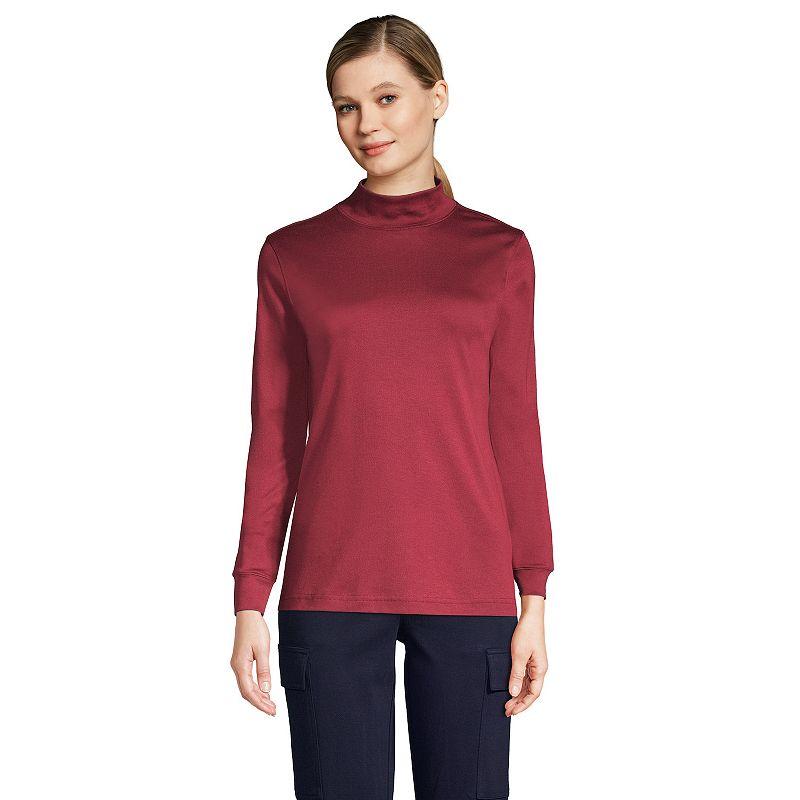 Women's Lands' End Long Sleeve Supima Mockneck Top,  Product Image