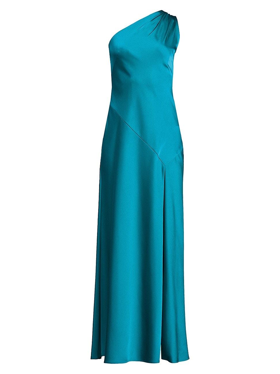 Womens Satin One-Shoulder Sash Gown Product Image