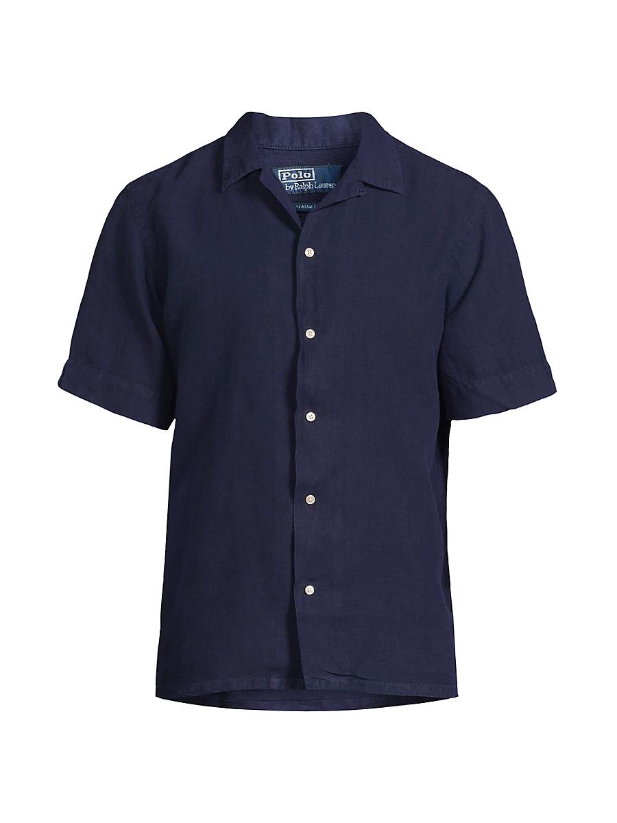 Mens Classic-Fit Slub Linen Camp Shirt Product Image