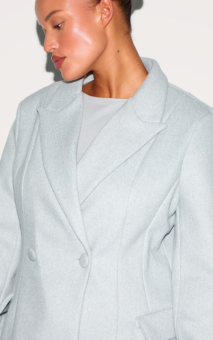 Plus Grey Double Breasted Asymmetric Wool Look Blazer Product Image