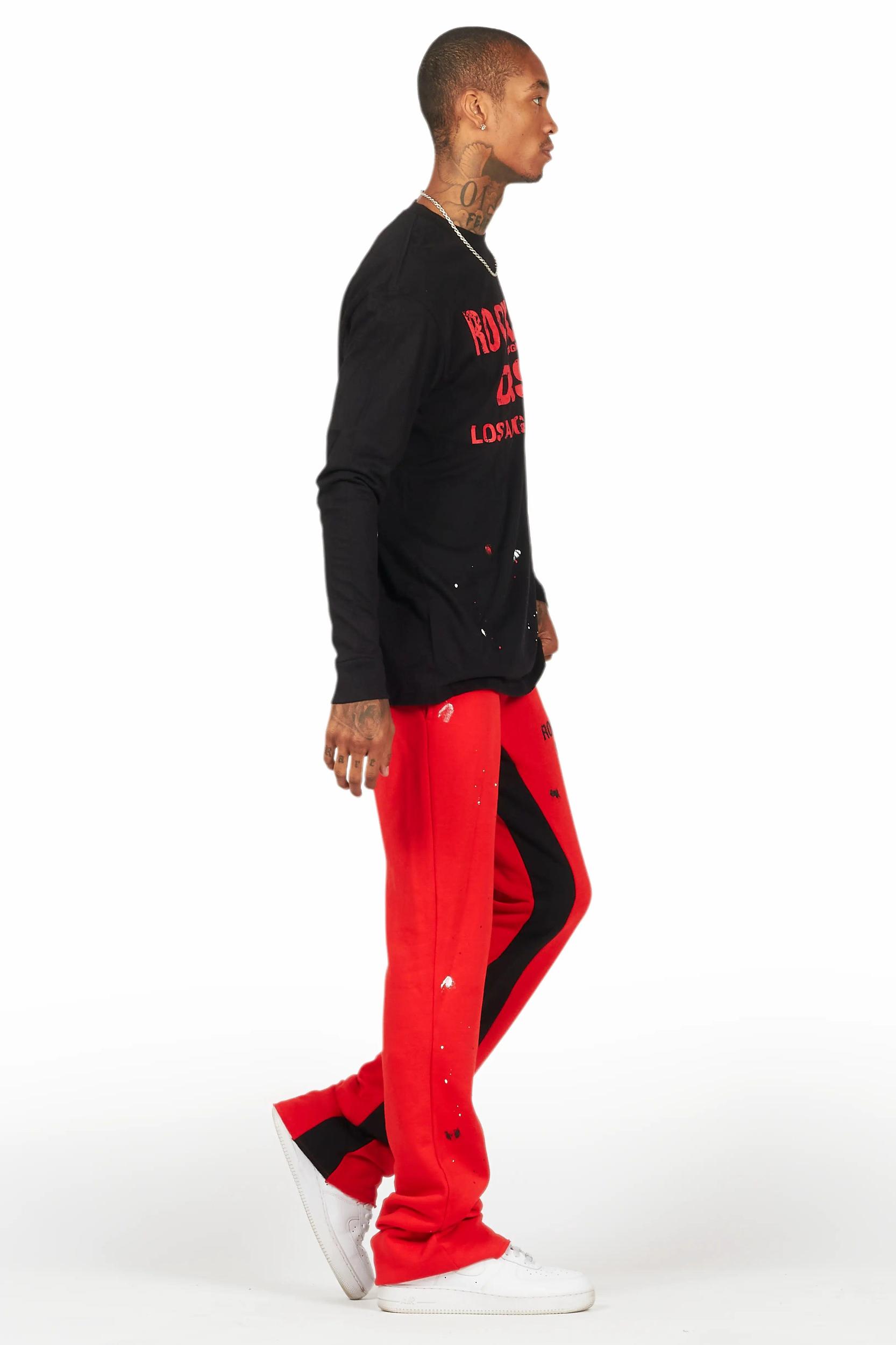 Scottie Red/Black Long Sleeve T-Shirt/Baggy Pant Set Male Product Image