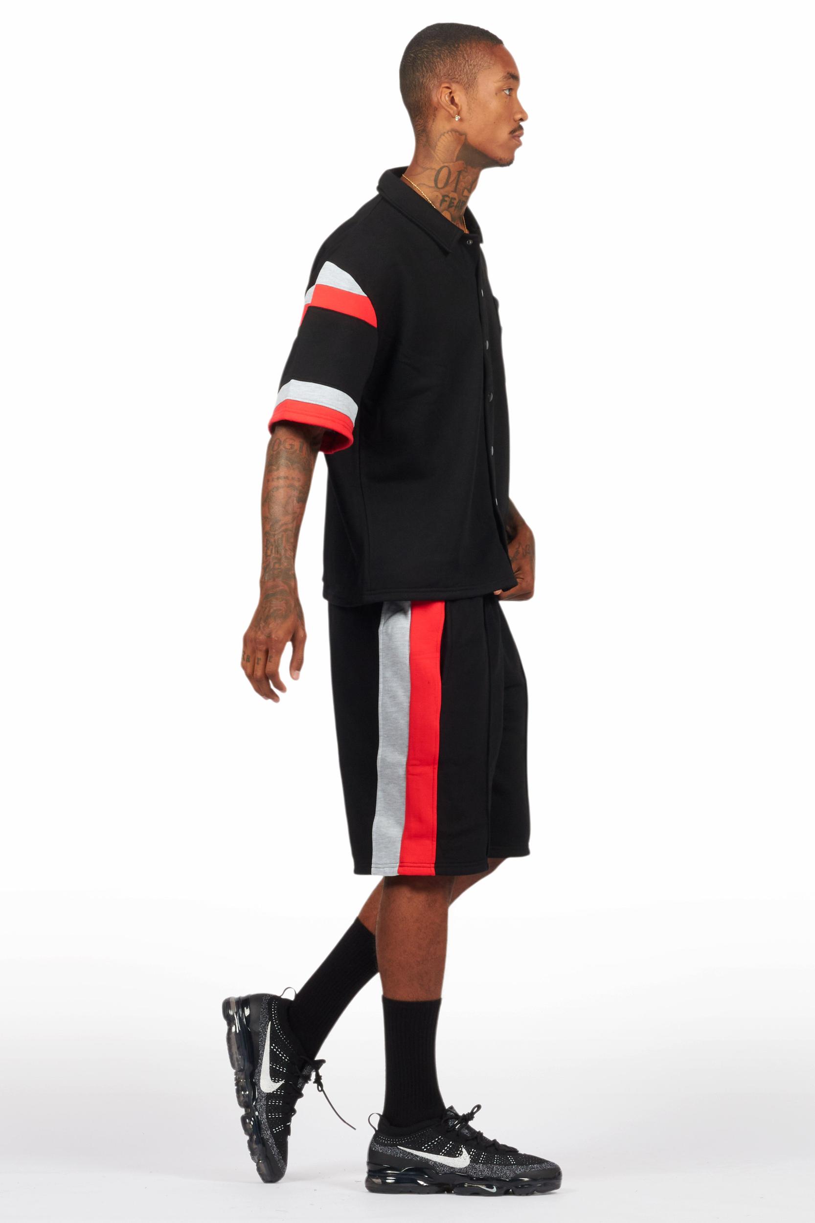 Zavid Black Button Up T-Shirt/Short Set Male Product Image