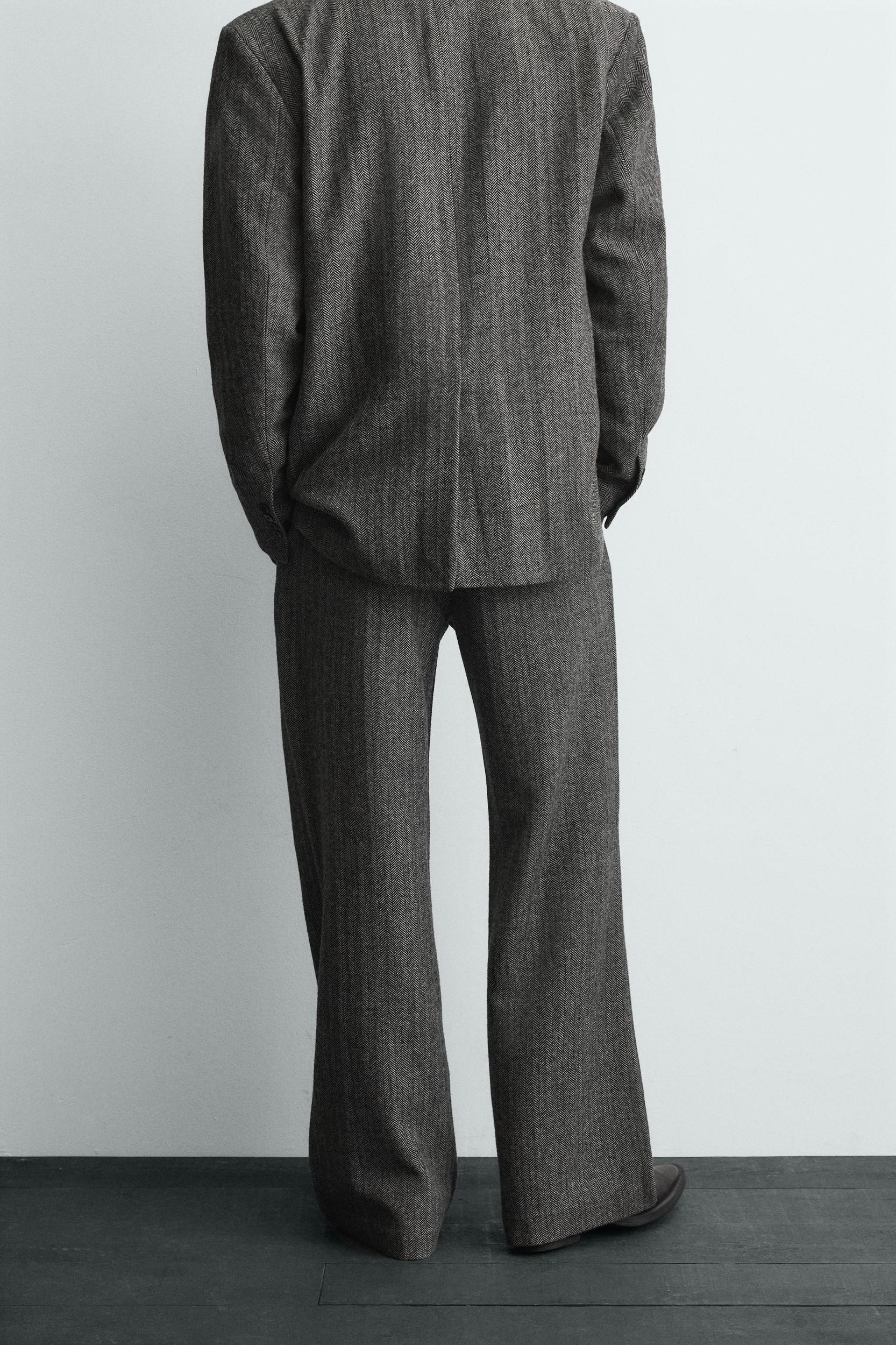 HERRINGBONE WOOL BLEND SUIT PANTS Product Image