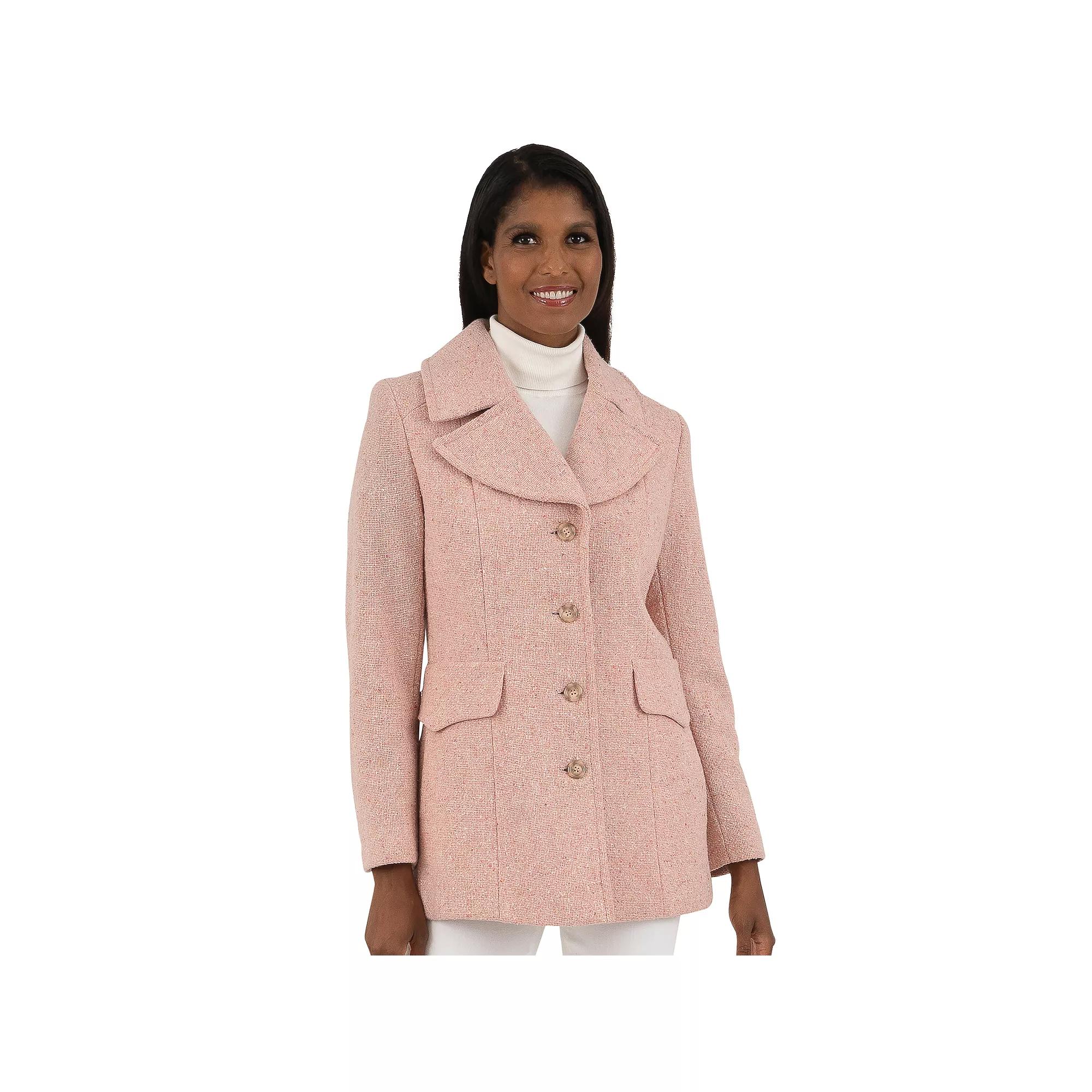 Women's Fleet Street Wool-Blend Blazer Boucle Coat, Size: 4, Pink Product Image