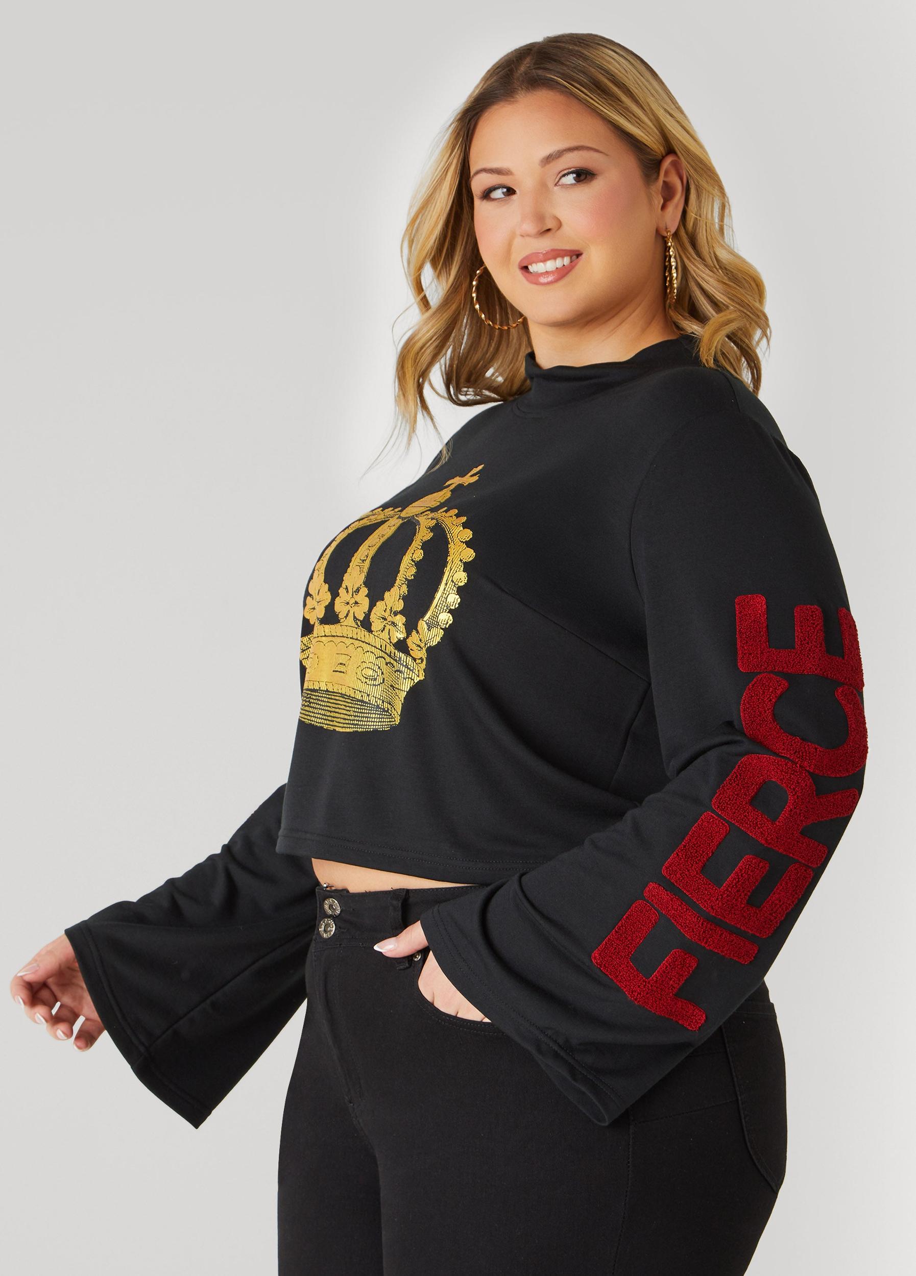 Plus Size Fierce Diva Graphic Crop Top Ashley Stewart Product Image