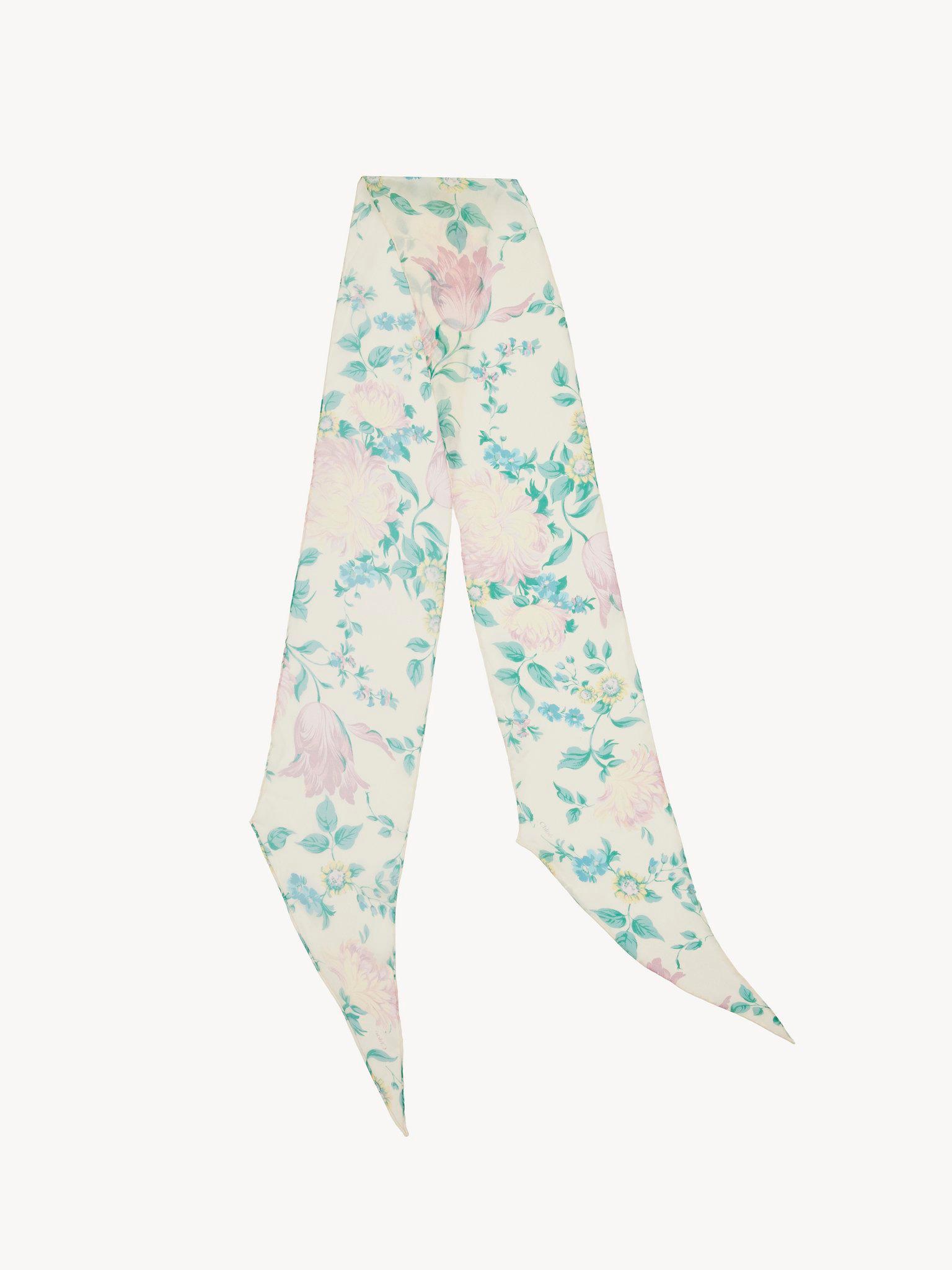 The Chloé Peonies bandeau scarf in silk charmeuse Product Image