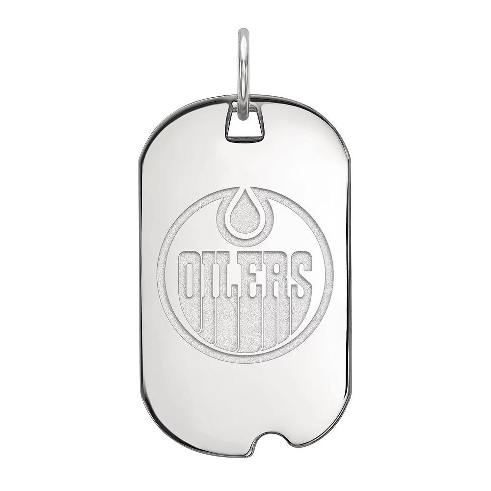 LogoArt Sterling Silver Edmonton Oilers Small Dog Tag Pendant, Women's, Size: 12MM Product Image