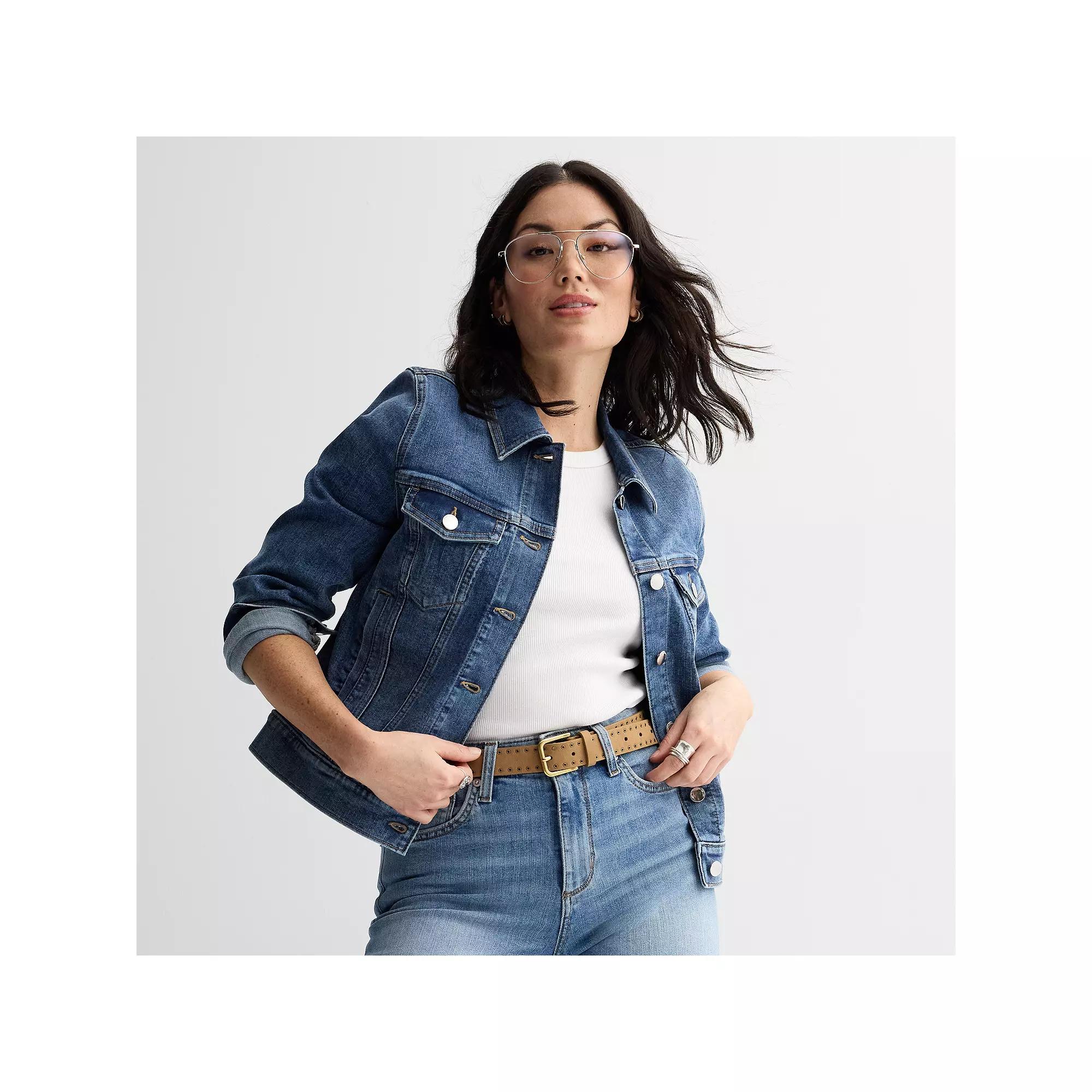 Petite Sonoma Goods For Life® Button-Down Denim Jacket, Women's,  Product Image