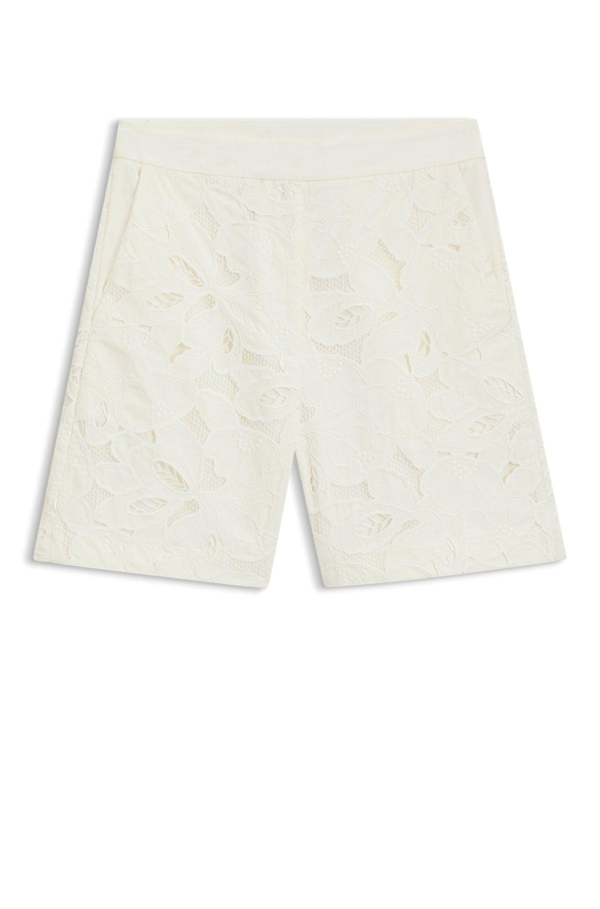 Wide-leg shorts with broderie anglaise Product Image