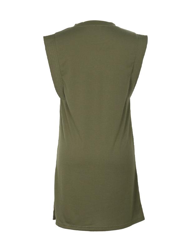 A-Line Loose Solid Color Split-Joint Round-Neck Mini Dresses Product Image