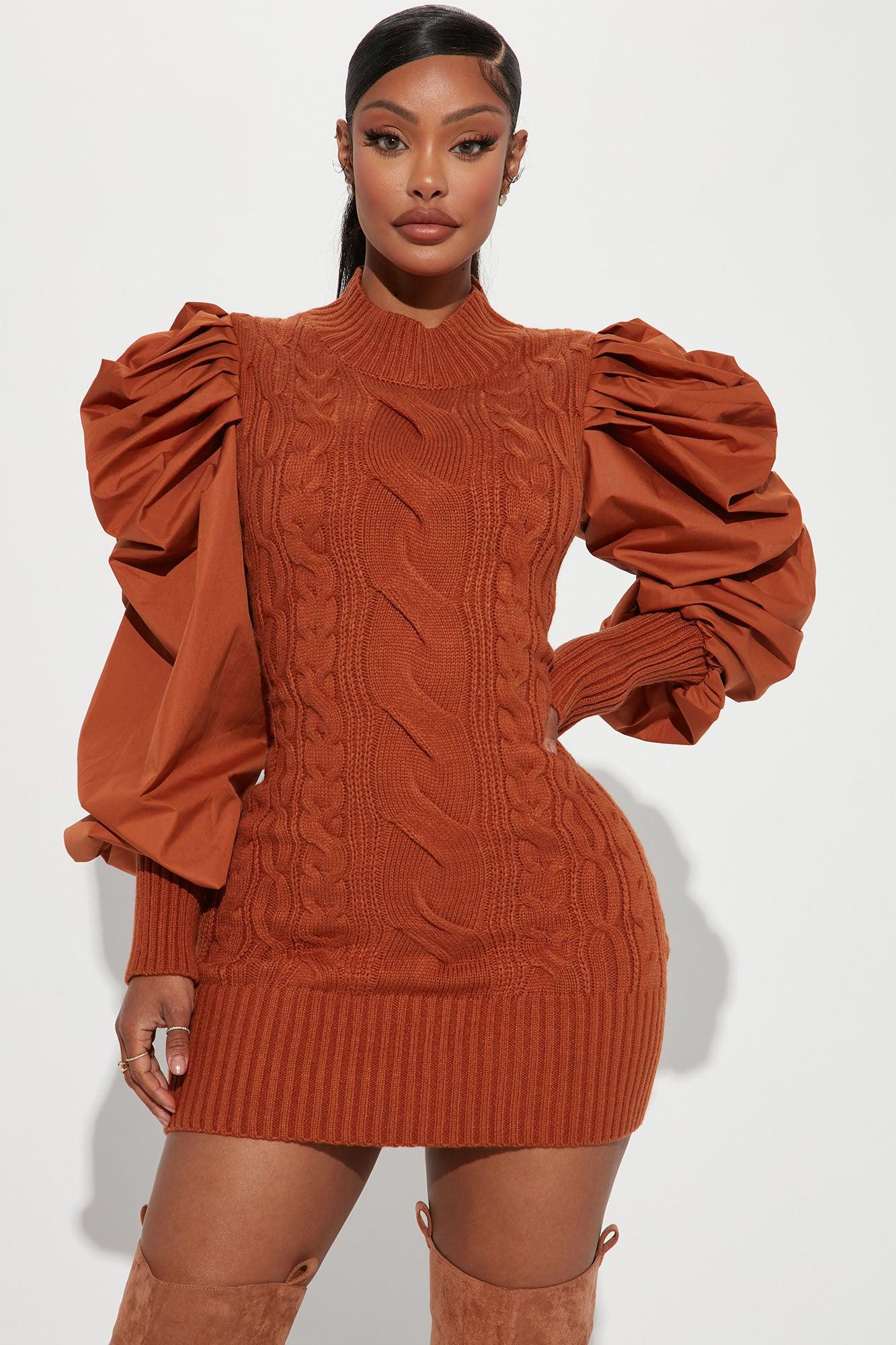 Sass And Class Sweater Mini Dress - Rust Product Image