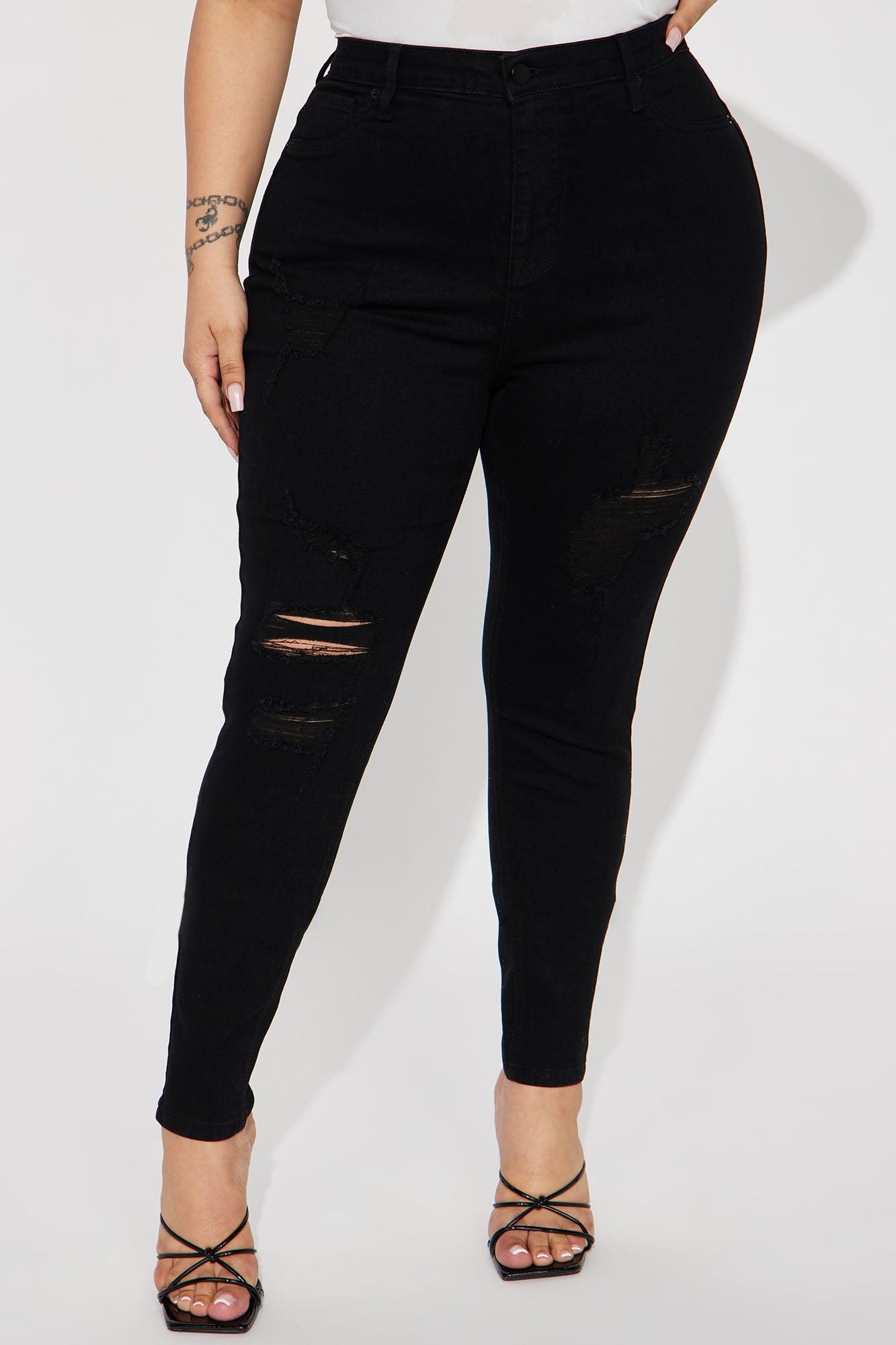 Miami Booty Lifting Ripped High Rise Stretch Skinny Jeans - Black Product Image